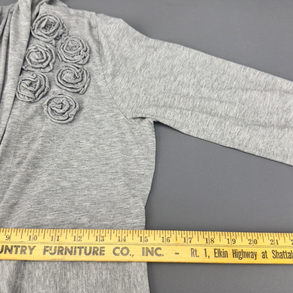 Elliott Lauren Gray Open Front Cardigan Rose Embellished‎ Long Sleeve Size L - Picture 9 of 11